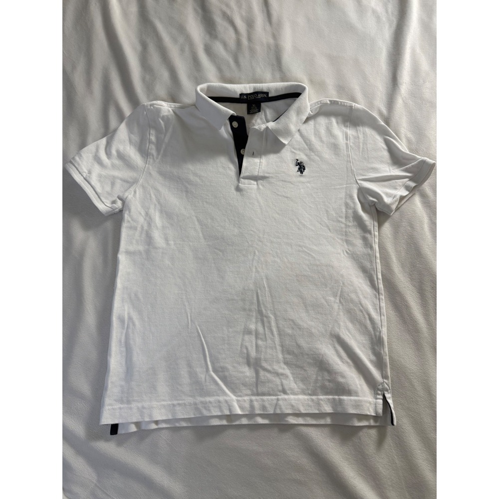 US Polo Assn Womens White Short Sleeve Cotton Polo Shirt XL 14-16